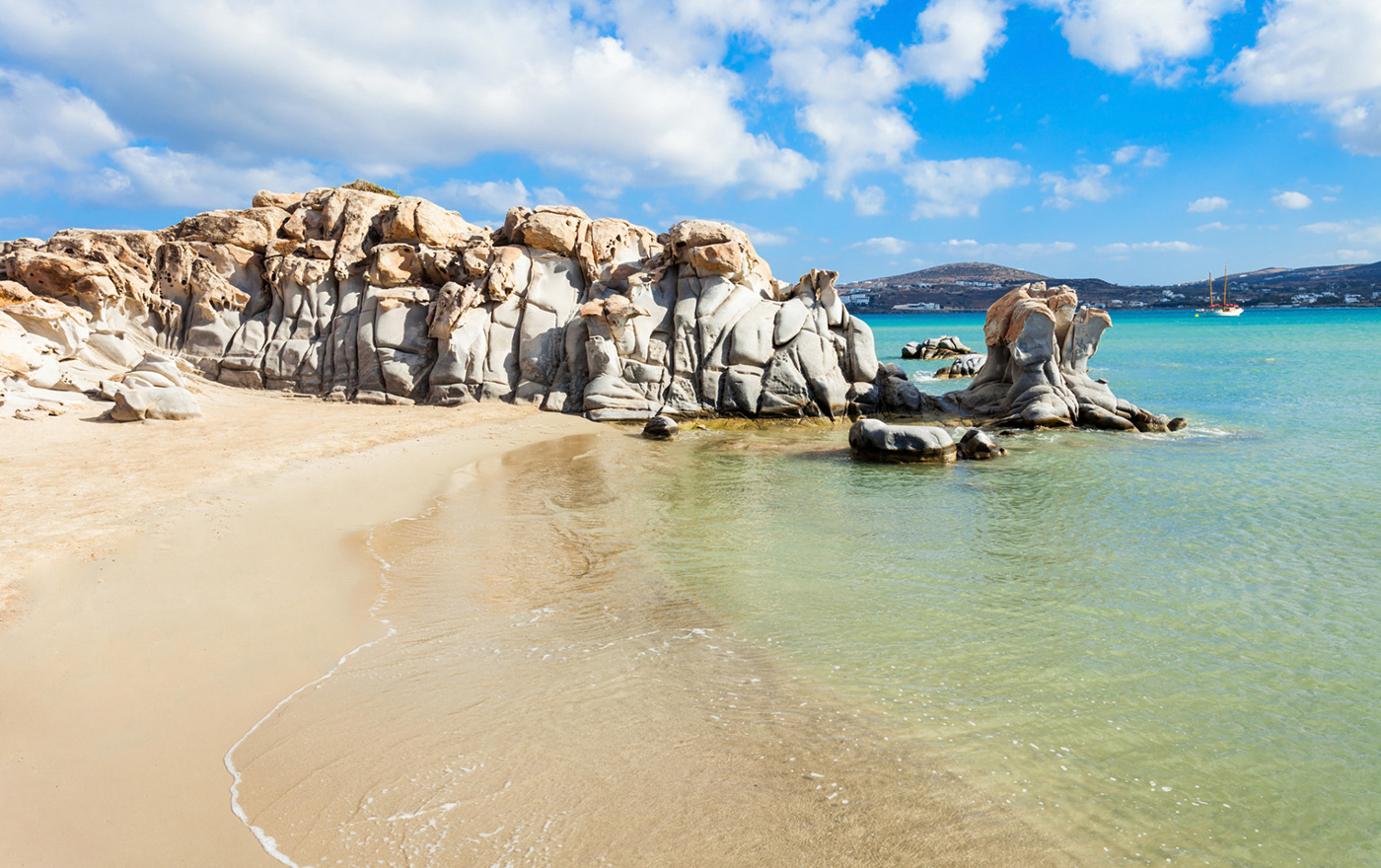 The granite rock formations of Kolymbithres Beach